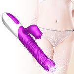 Vibrator USB din silicon cu 10 funcții, împingere și încălzire