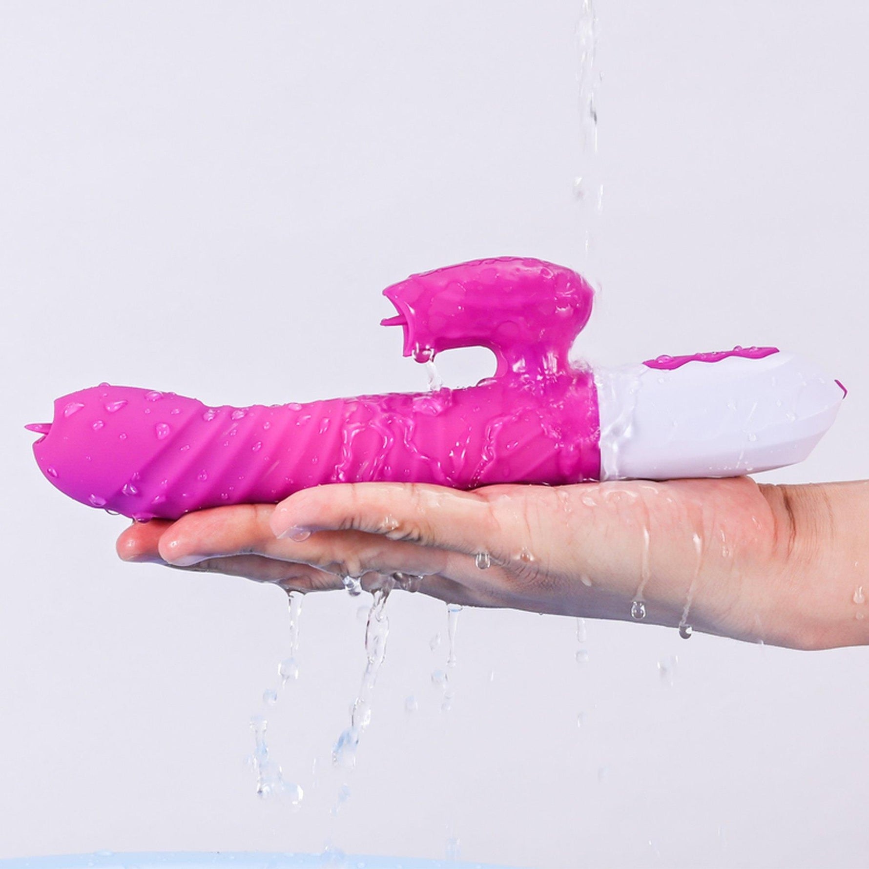 Vibrator Rabbit din silicon cu impuls și încălzire, Purple USB