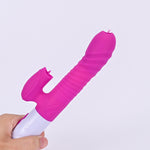 Vibrator Rabbit din silicon cu impuls și încălzire, Purple USB