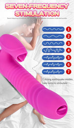Vibrator Rabbit din silicon cu impuls și încălzire, Purple USB