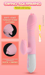 Vibrator Rabbit din silicon cu impuls și încălzire, Purple USB