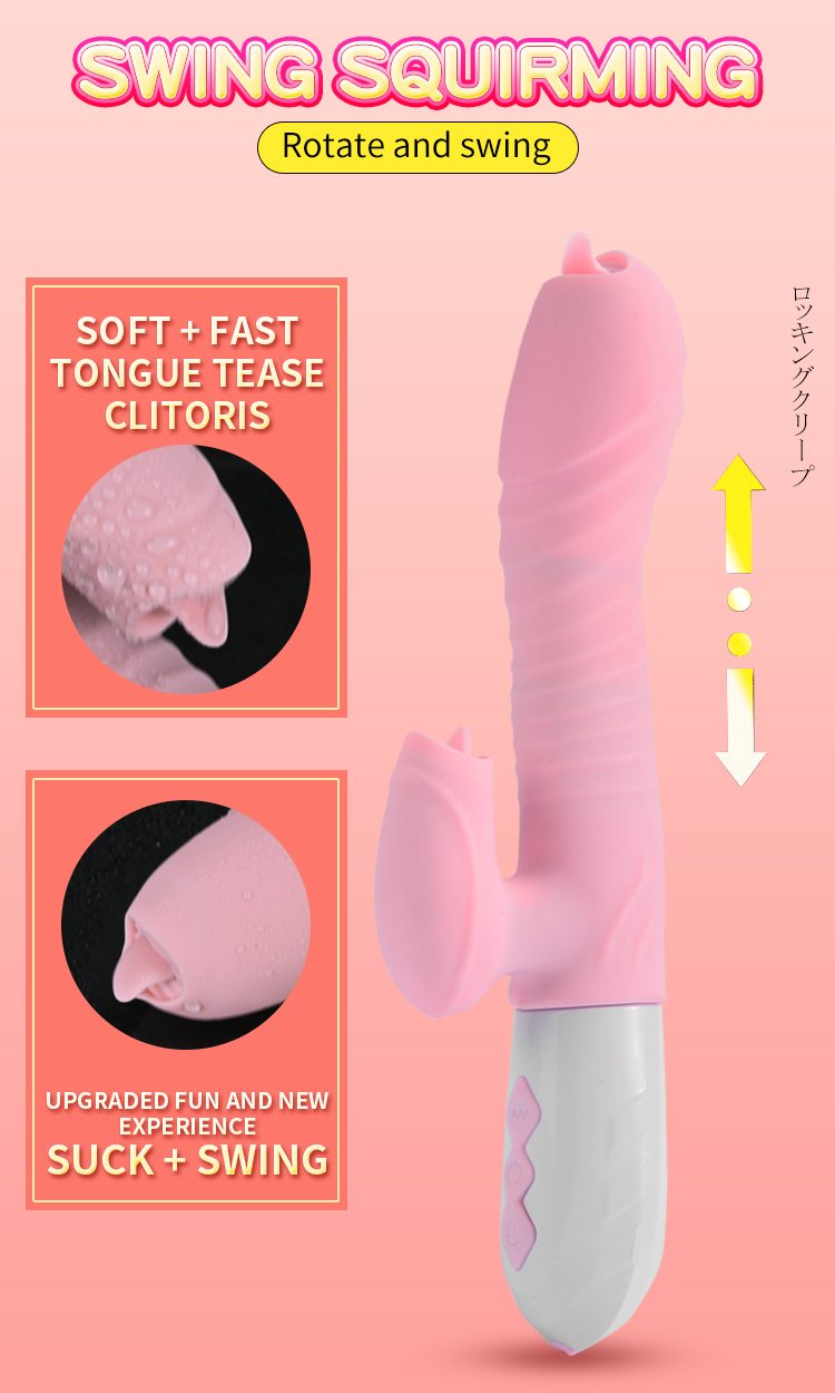 Vibrator Rabbit din silicon cu impuls și încălzire, Purple USB