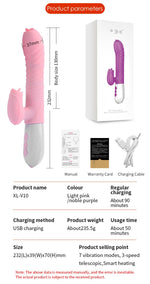 Vibrator Rabbit din silicon cu impuls și încălzire, Purple USB