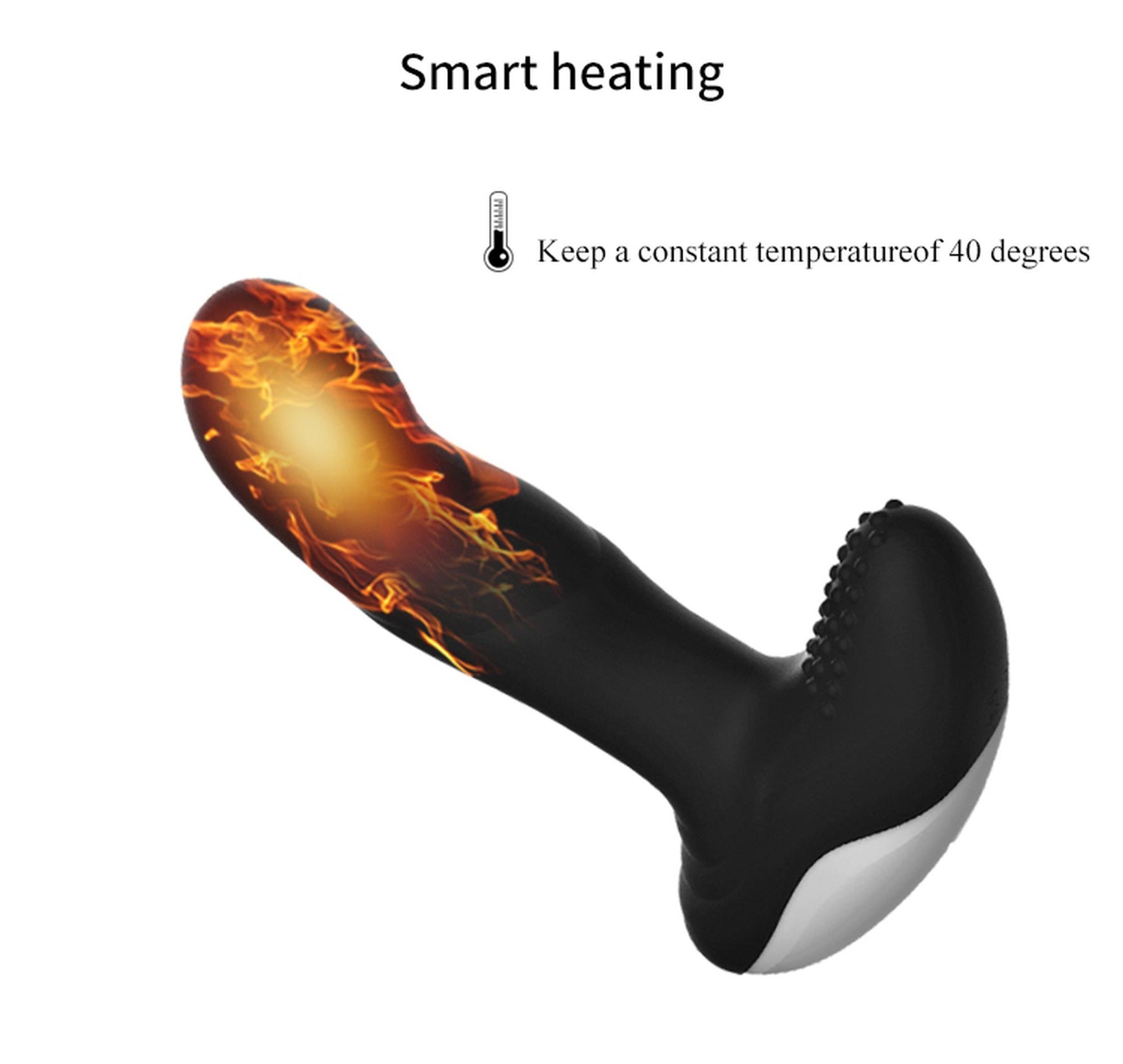Masaj pentru prostată din silicon cu telecomandă, încălzire USB, 13,5 cm negru