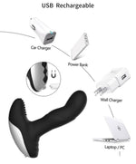Masaj pentru prostată din silicon cu telecomandă, încălzire USB, 13,5 cm negru