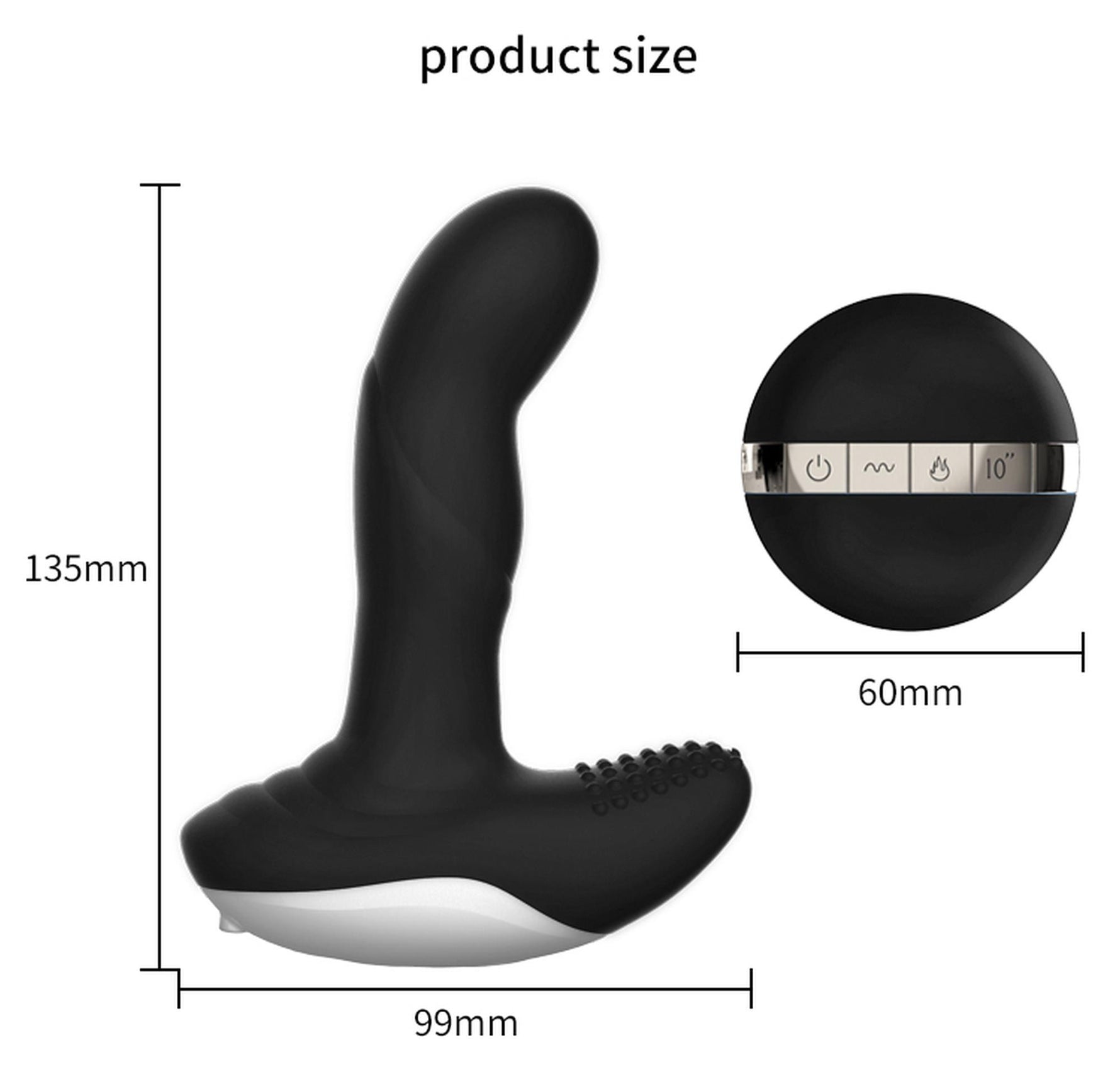 Masaj pentru prostată din silicon cu telecomandă, încălzire USB, 13,5 cm negru