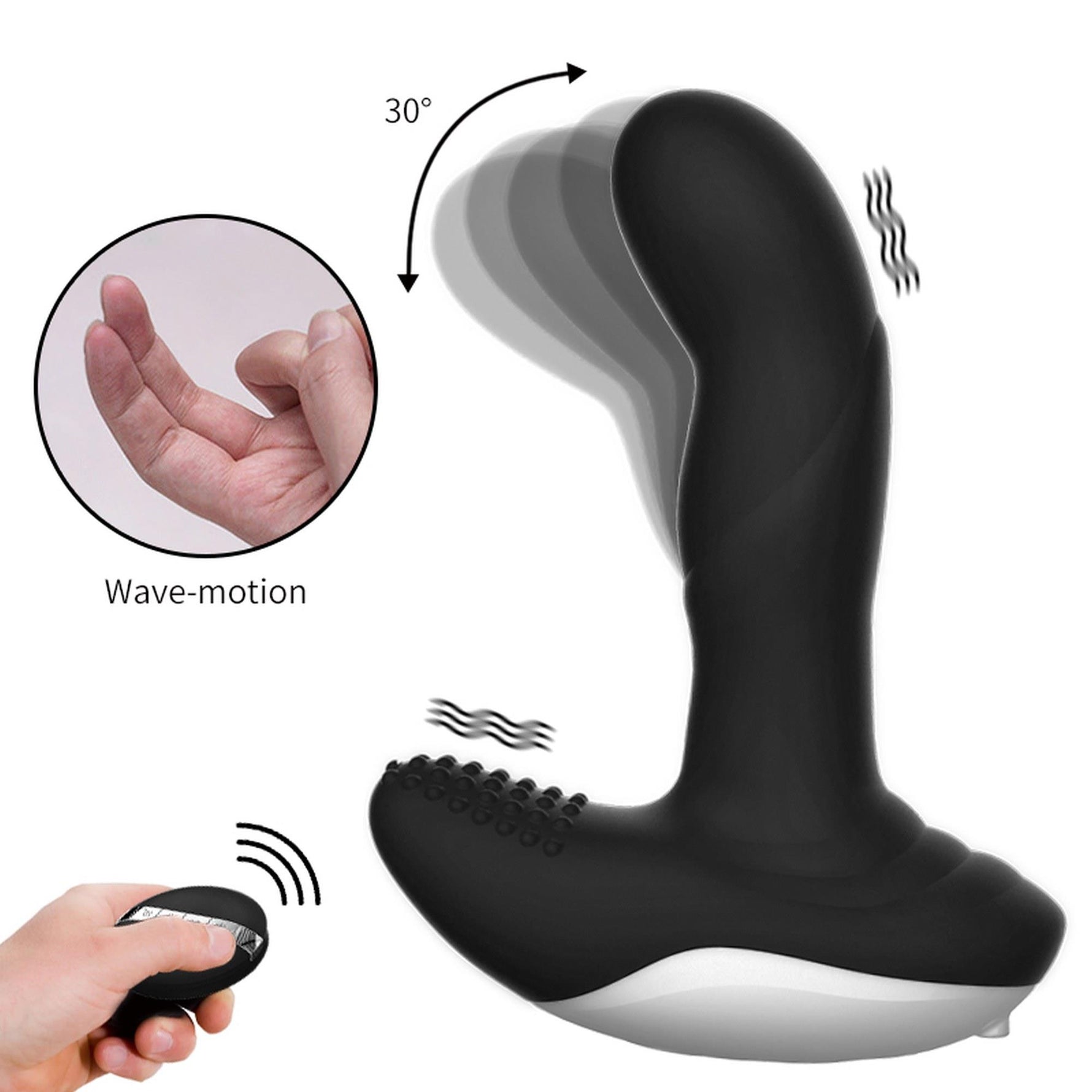 Masaj pentru prostată din silicon cu telecomandă, încălzire USB, 13,5 cm negru