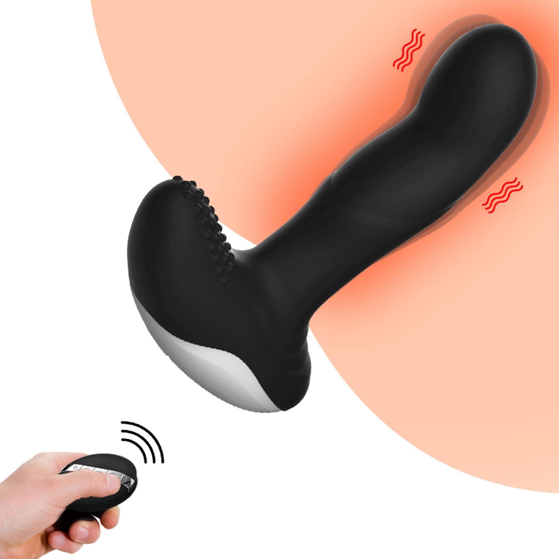 Masaj pentru prostată din silicon cu telecomandă, încălzire USB, 13,5 cm negru