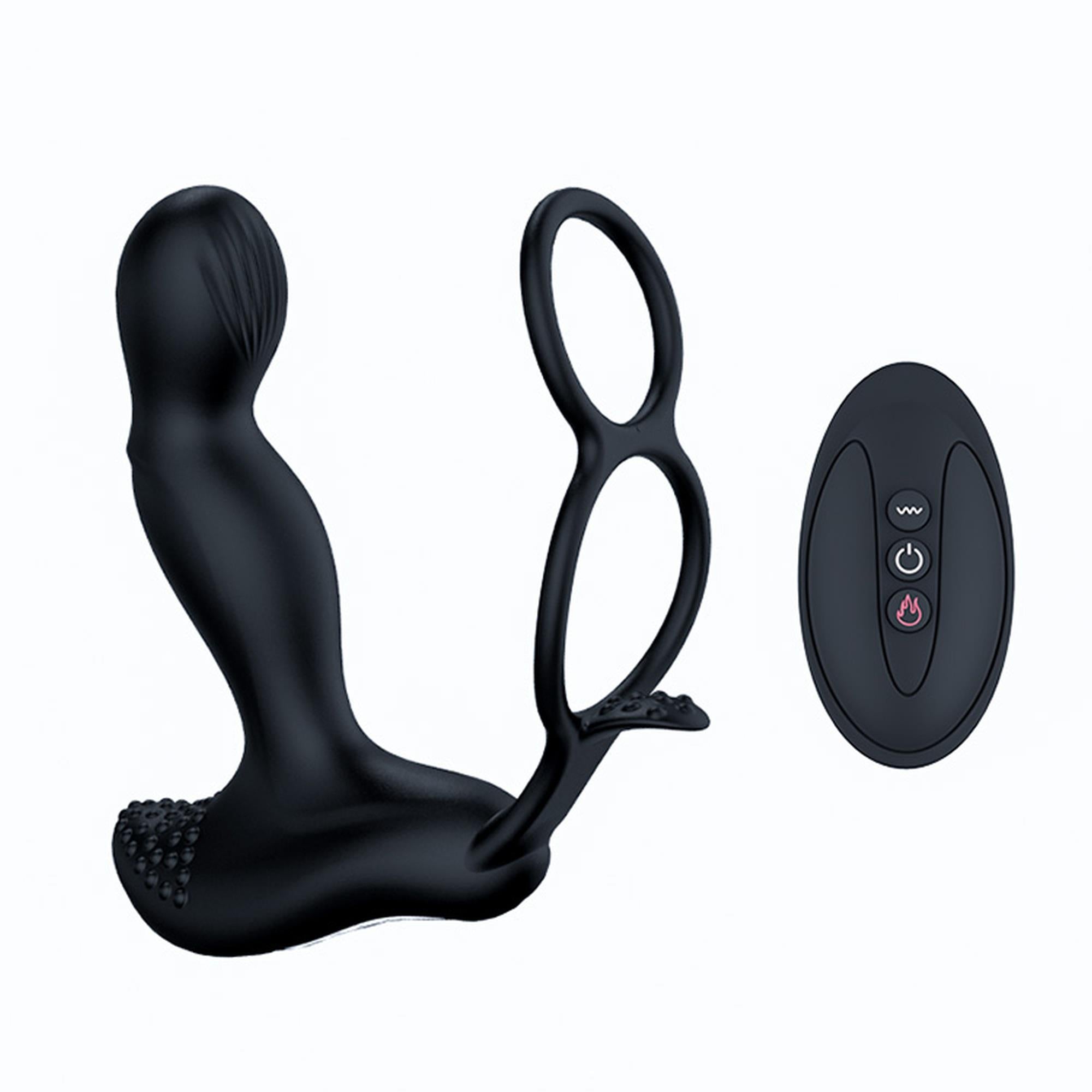 Masaj de prostată din silicon cu telecomandă și încălzire, 12,5 cm negru