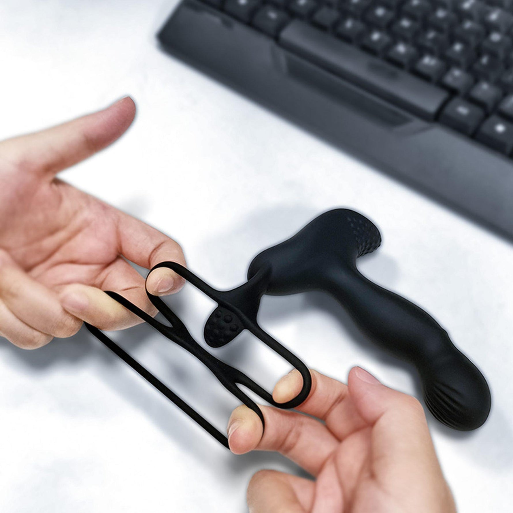 Masaj de prostată din silicon cu telecomandă și încălzire, 12,5 cm negru