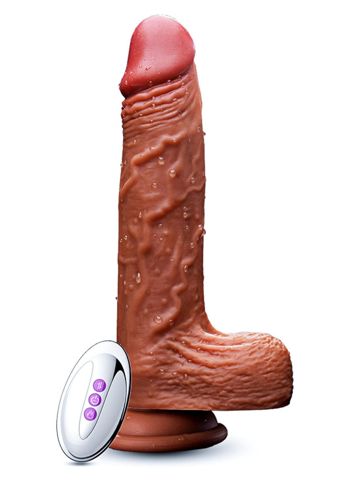 Vibrator telescopic rotativ realist Fox cu încălzire, 21 cm, USB