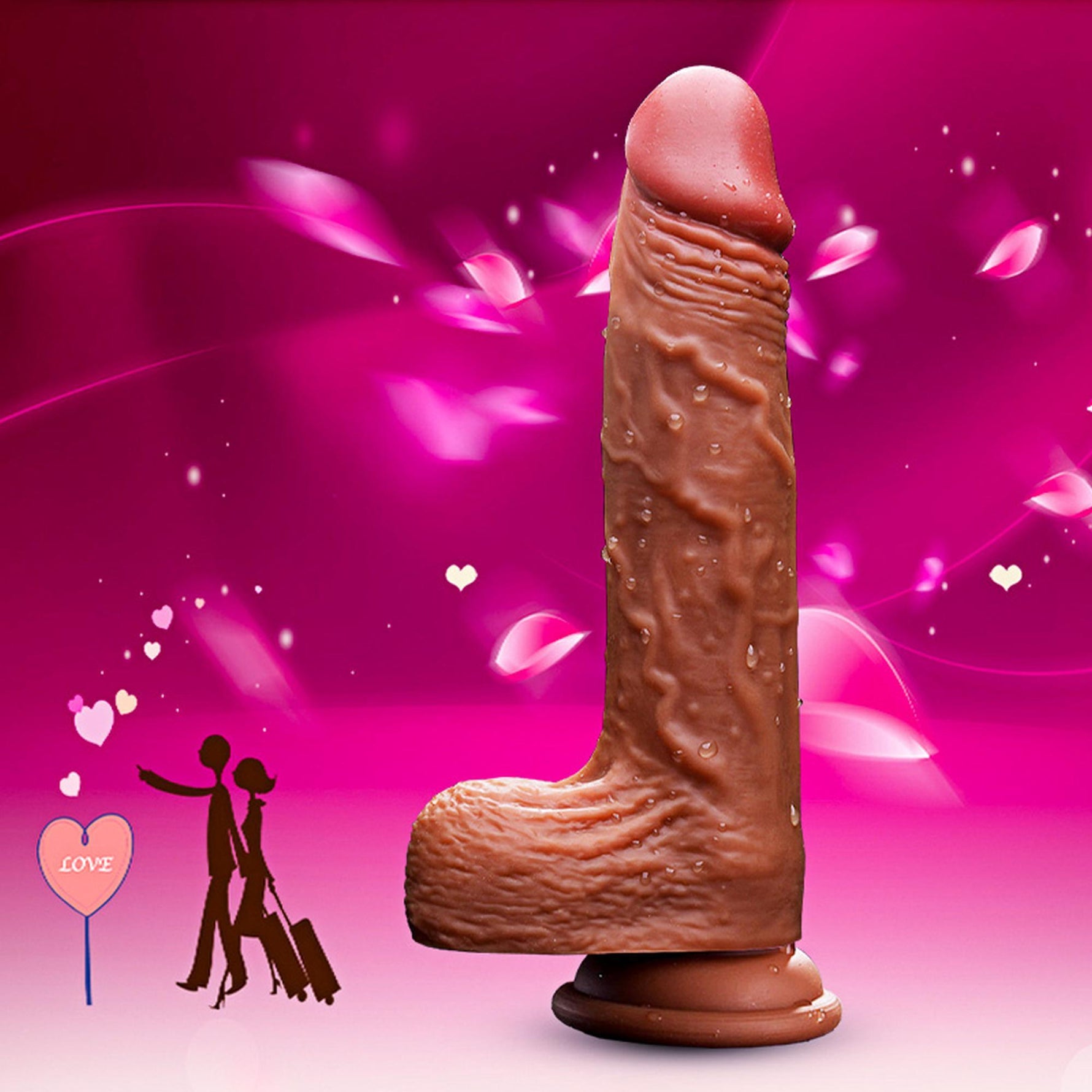 Vibrator telescopic rotativ realist Fox cu încălzire, 21 cm, USB