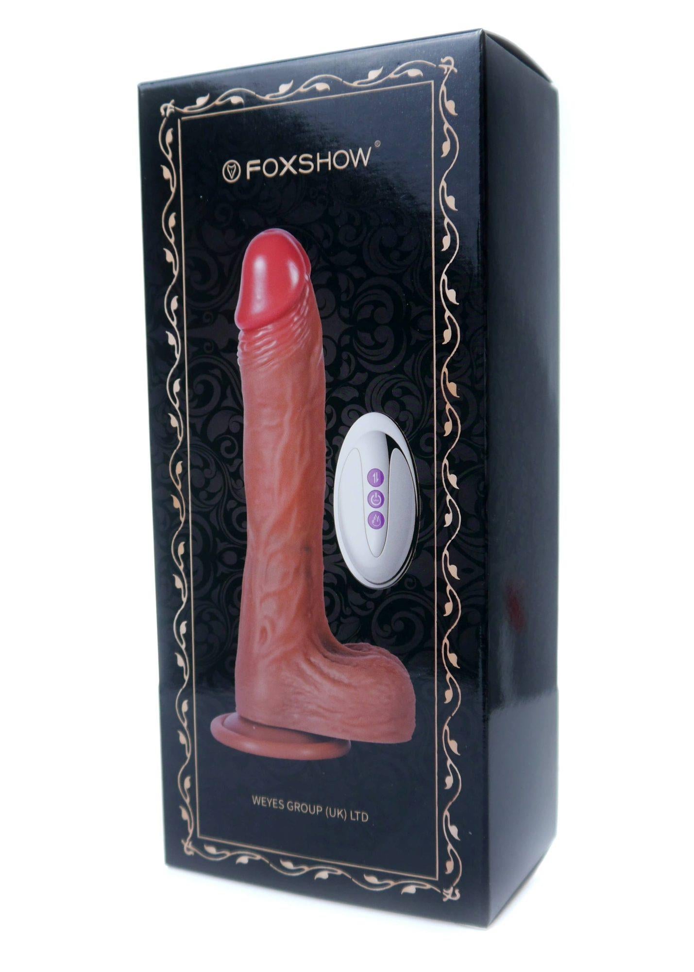 Vibrator telescopic rotativ realist Fox cu încălzire, 21 cm, USB