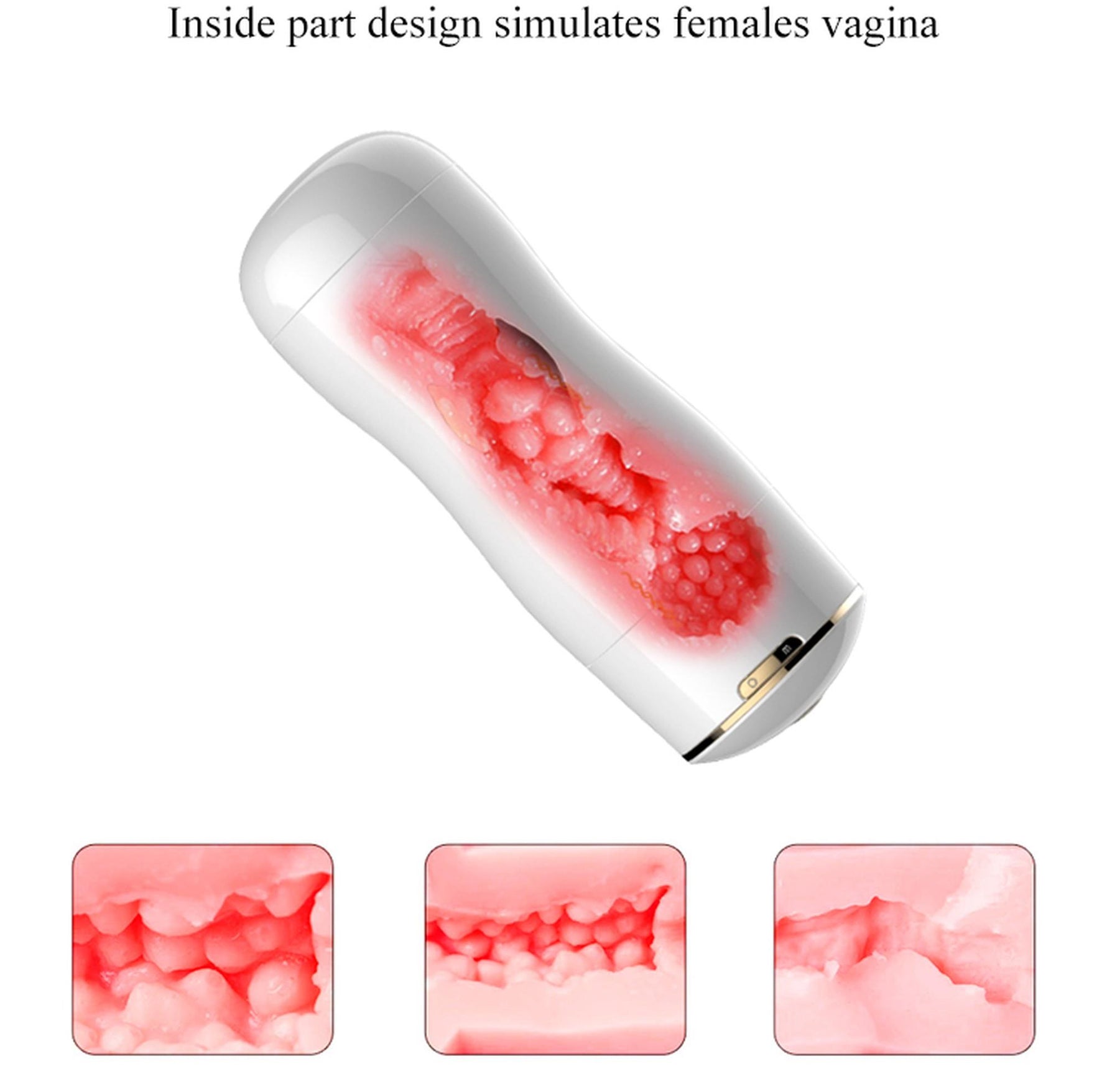 Masturbator vibrant cu două fețe Fox seria B, alb, USB