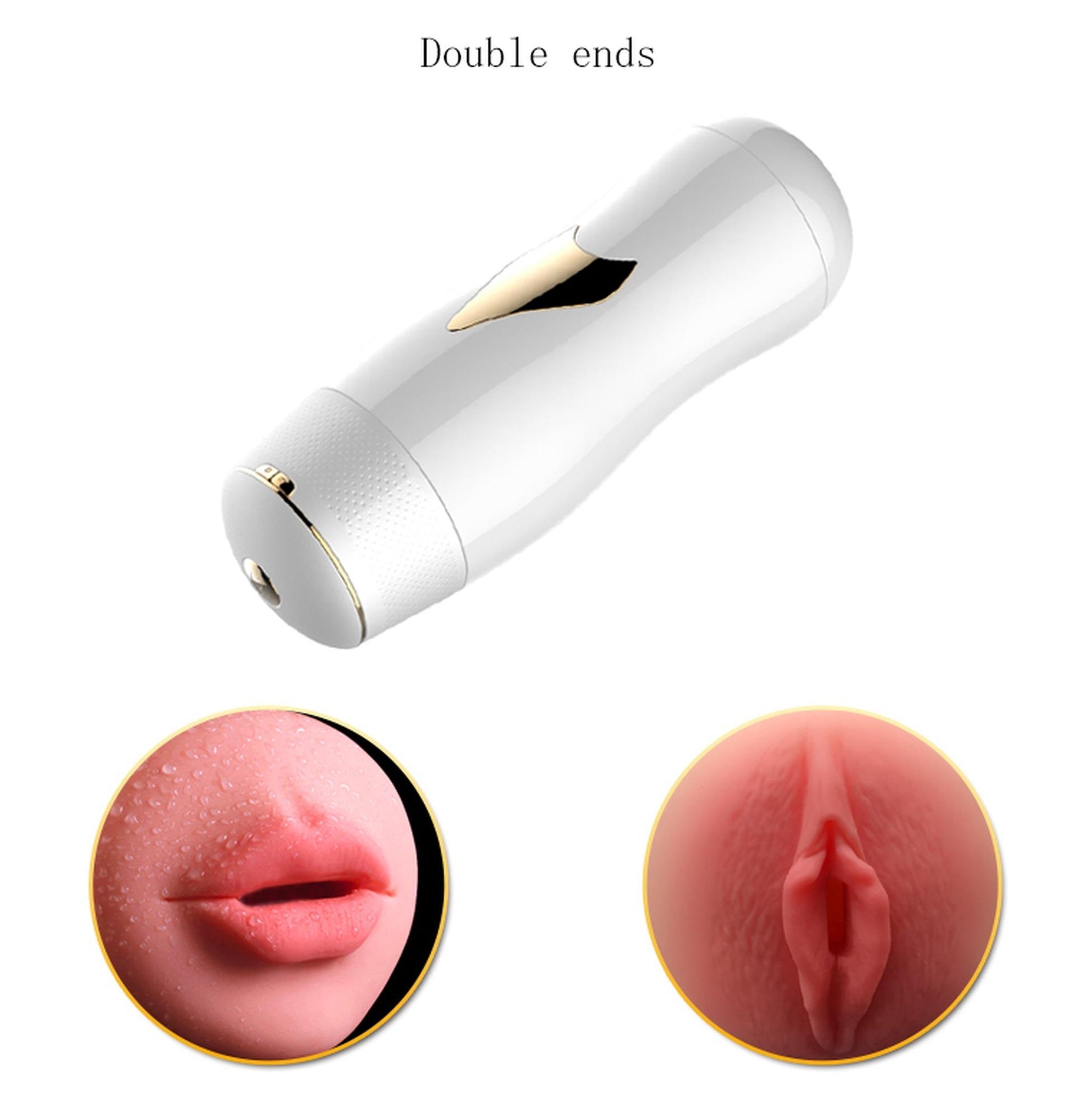 Masturbator vibrant cu două fețe Fox seria B, alb, USB