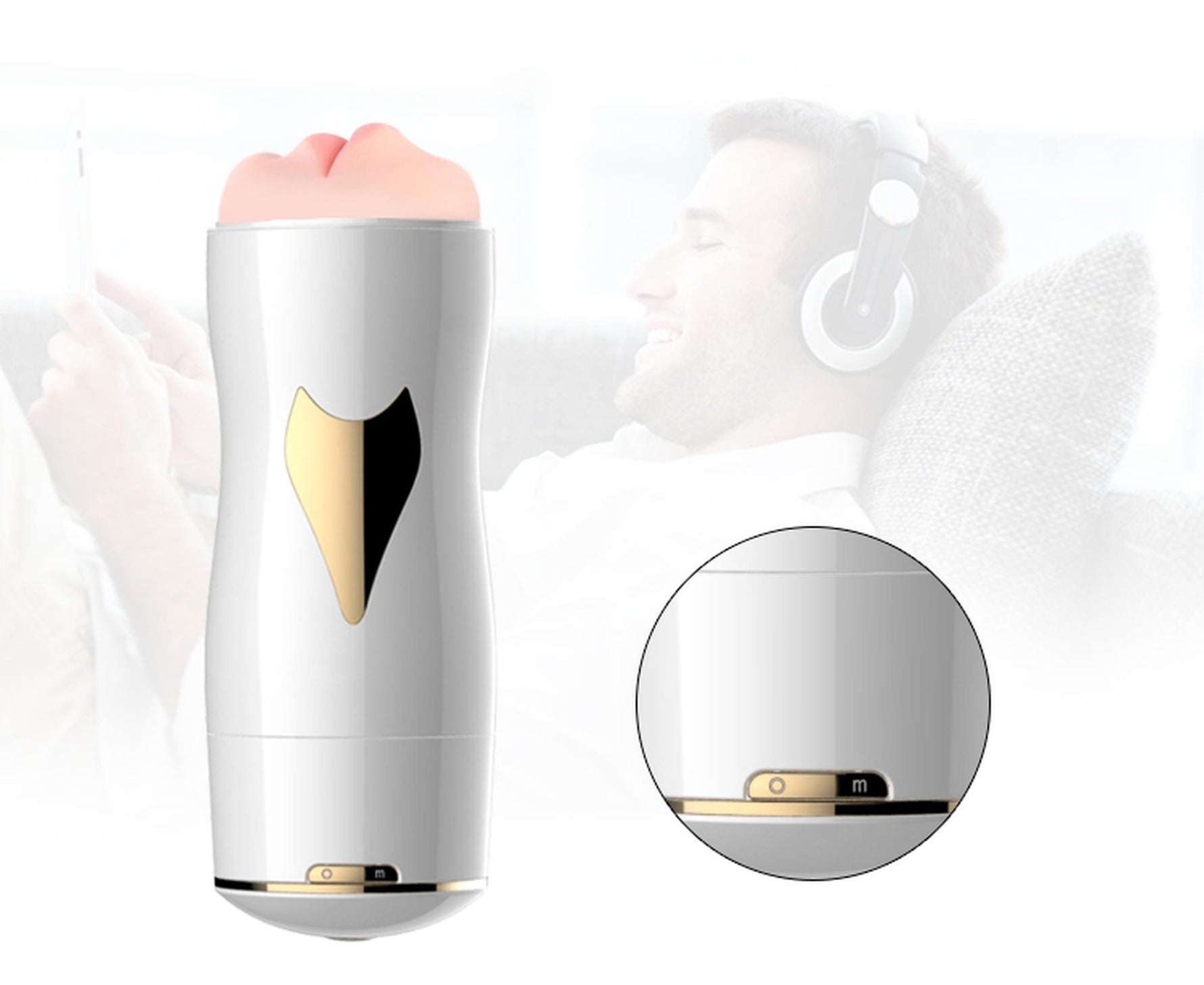 Masturbator vibrant cu două fețe Fox seria B, alb, USB