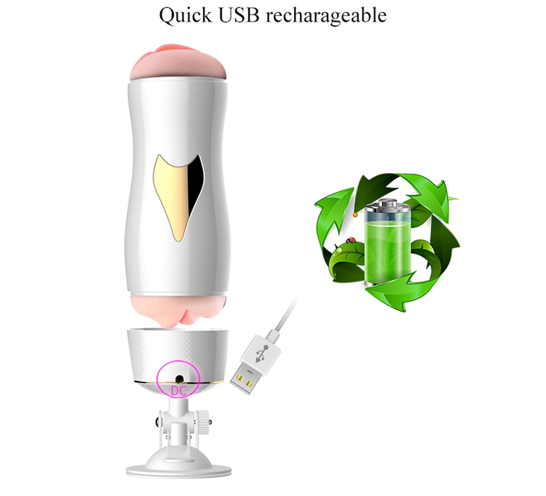 Masturbator vibrant cu două fețe Fox seria B, alb, USB