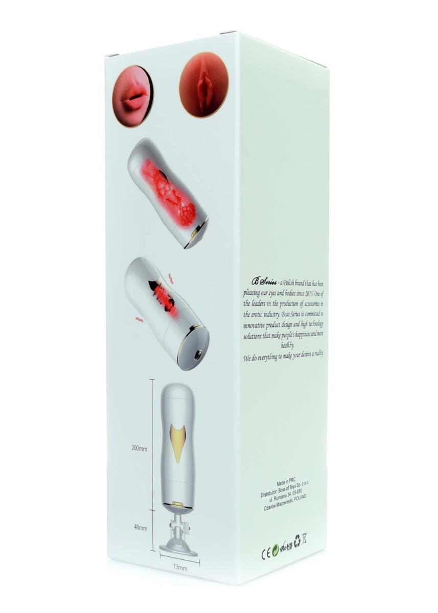 Masturbator vibrant cu două fețe Fox seria B, alb, USB