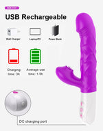 Vibrator pentru limbă Fox USB din silicon seria B, 23 cm