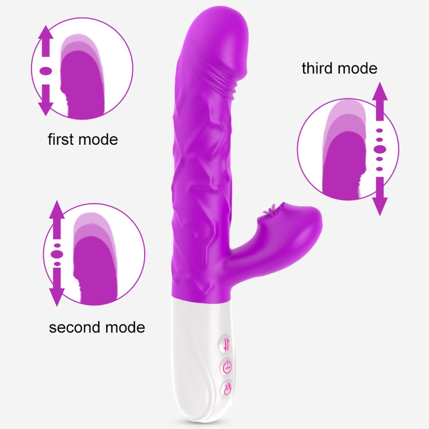 Vibrator pentru limbă Fox USB din silicon seria B, 23 cm