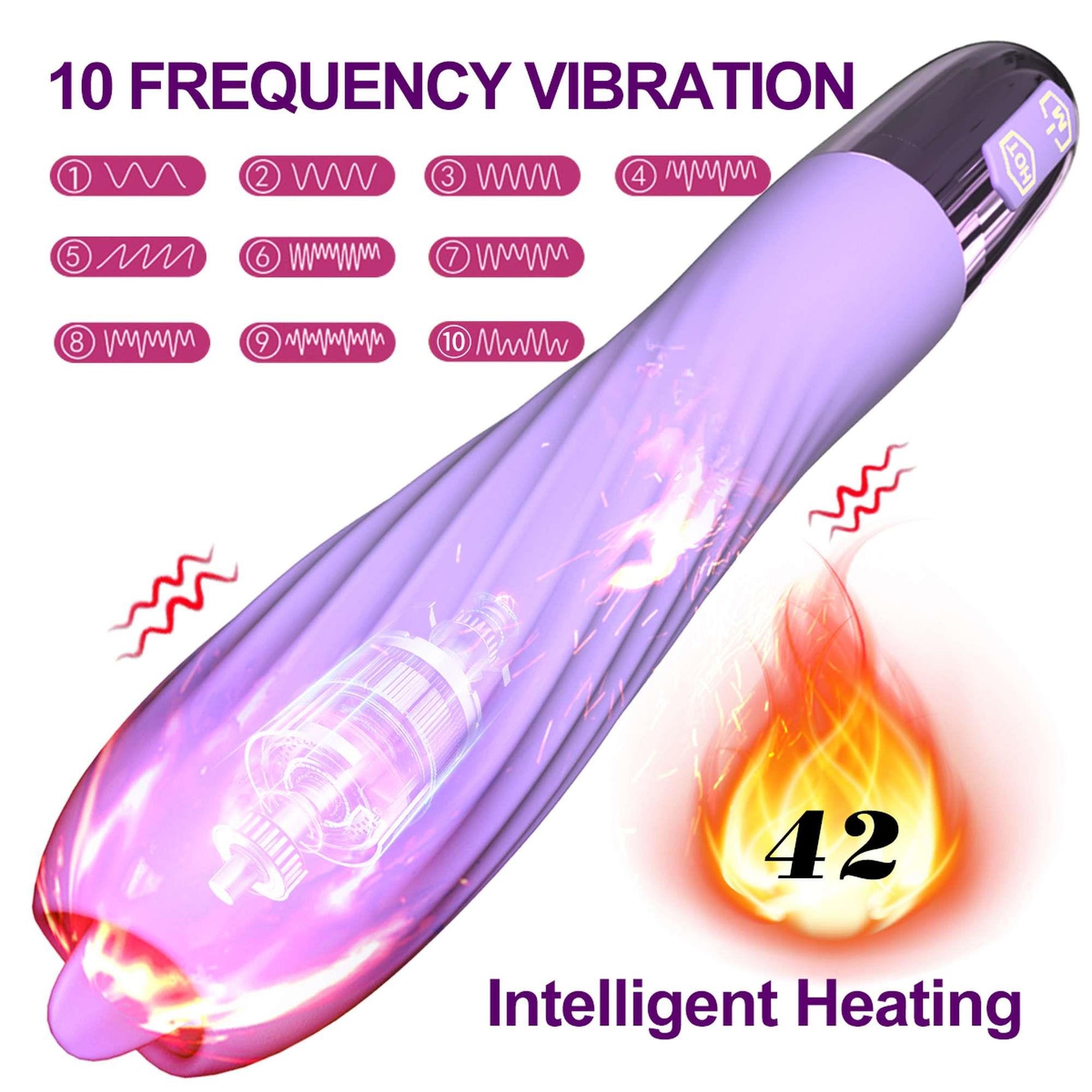 Vibrator din silicon încălzit cu USB Fox seria B cu limbă mobilă