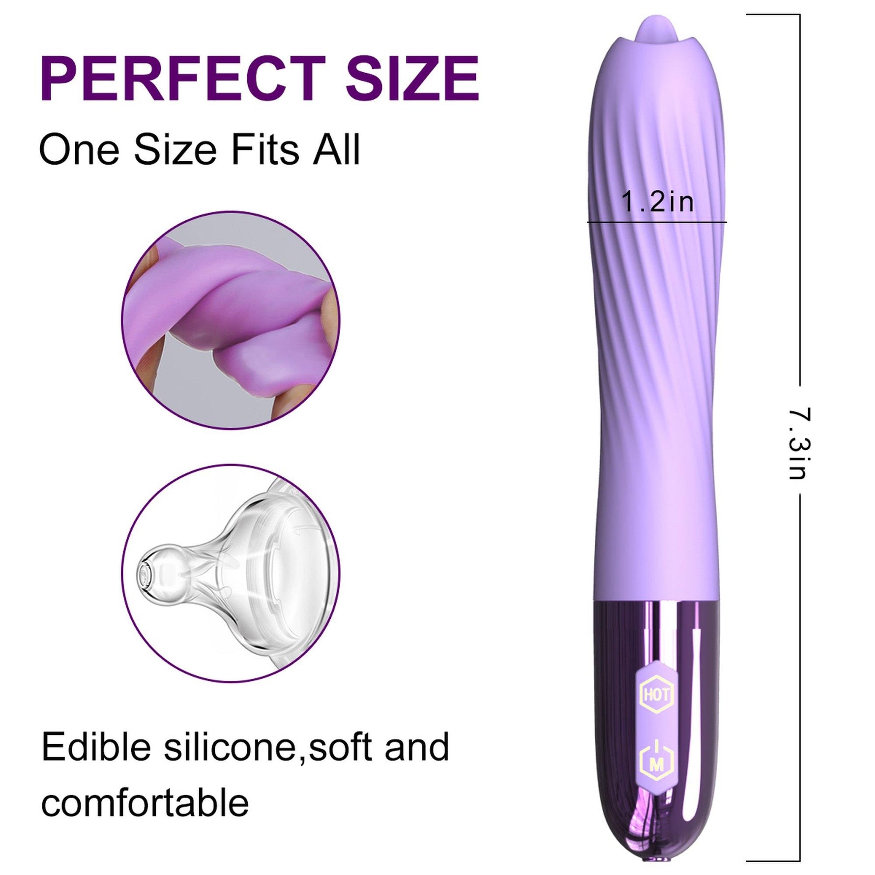 Vibrator din silicon încălzit cu USB Fox seria B cu limbă mobilă
