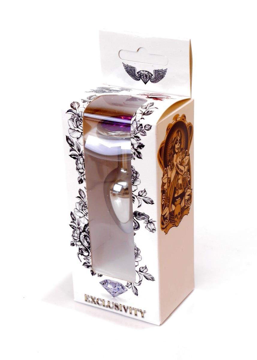 Dop anal din oțel inoxidabil HeavyFun cu diamant violet 7 cm