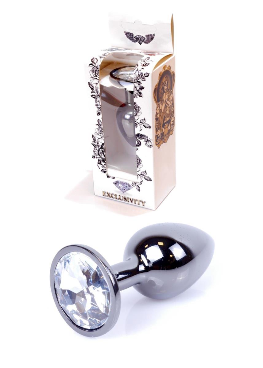 Bijuterii anale, oțel, argint, cu diamant, 7 cm