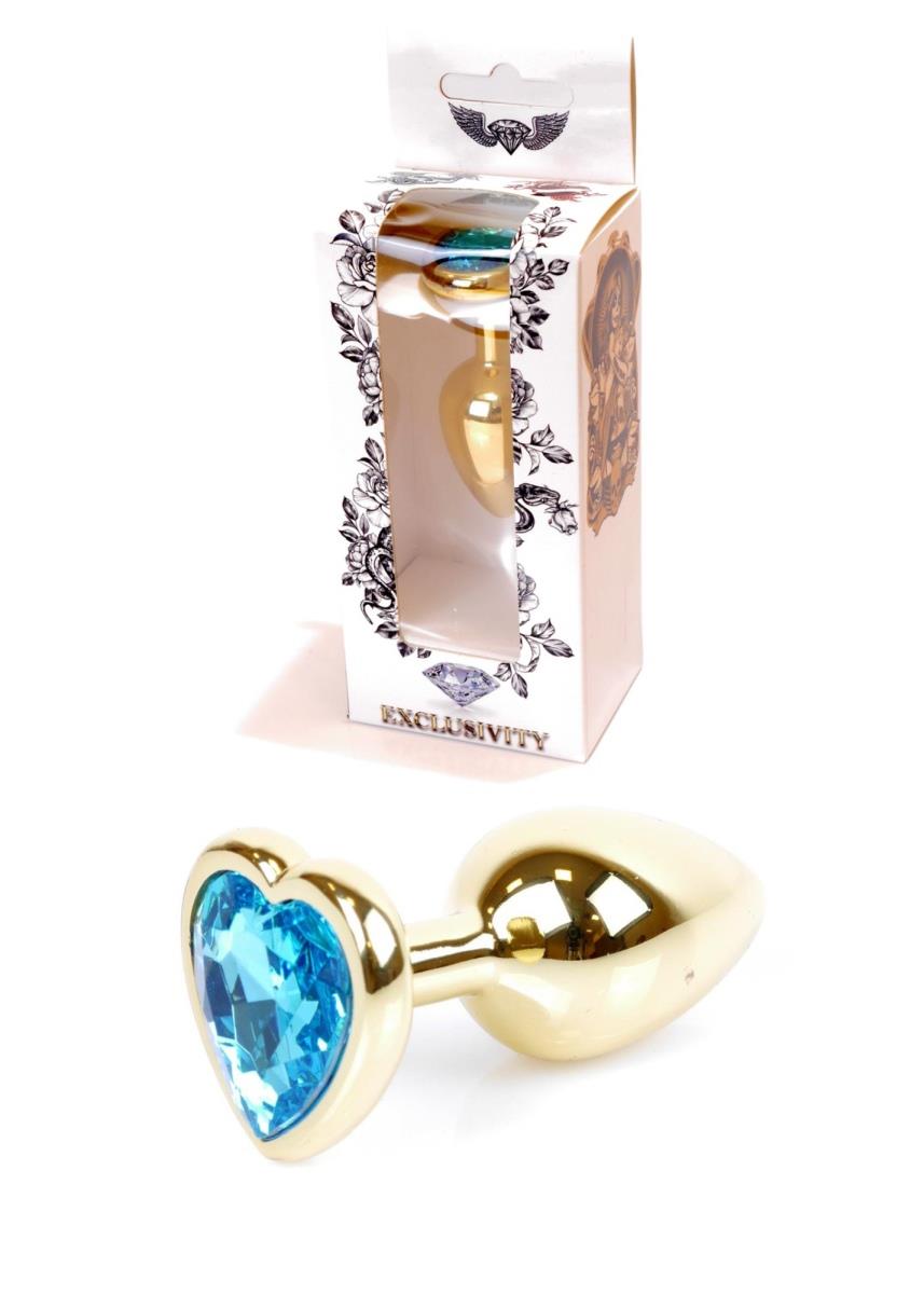 Plug-Jewellery Auriu Heart PLUG- Light Albastru