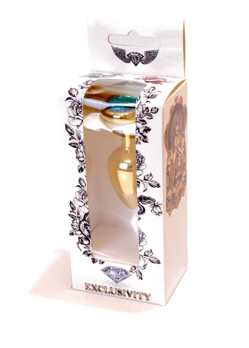Plug-Jewellery Auriu Heart PLUG- Light Albastru