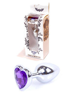 Bijuterii anale inimă argintie violet 7 cm HeavyFun