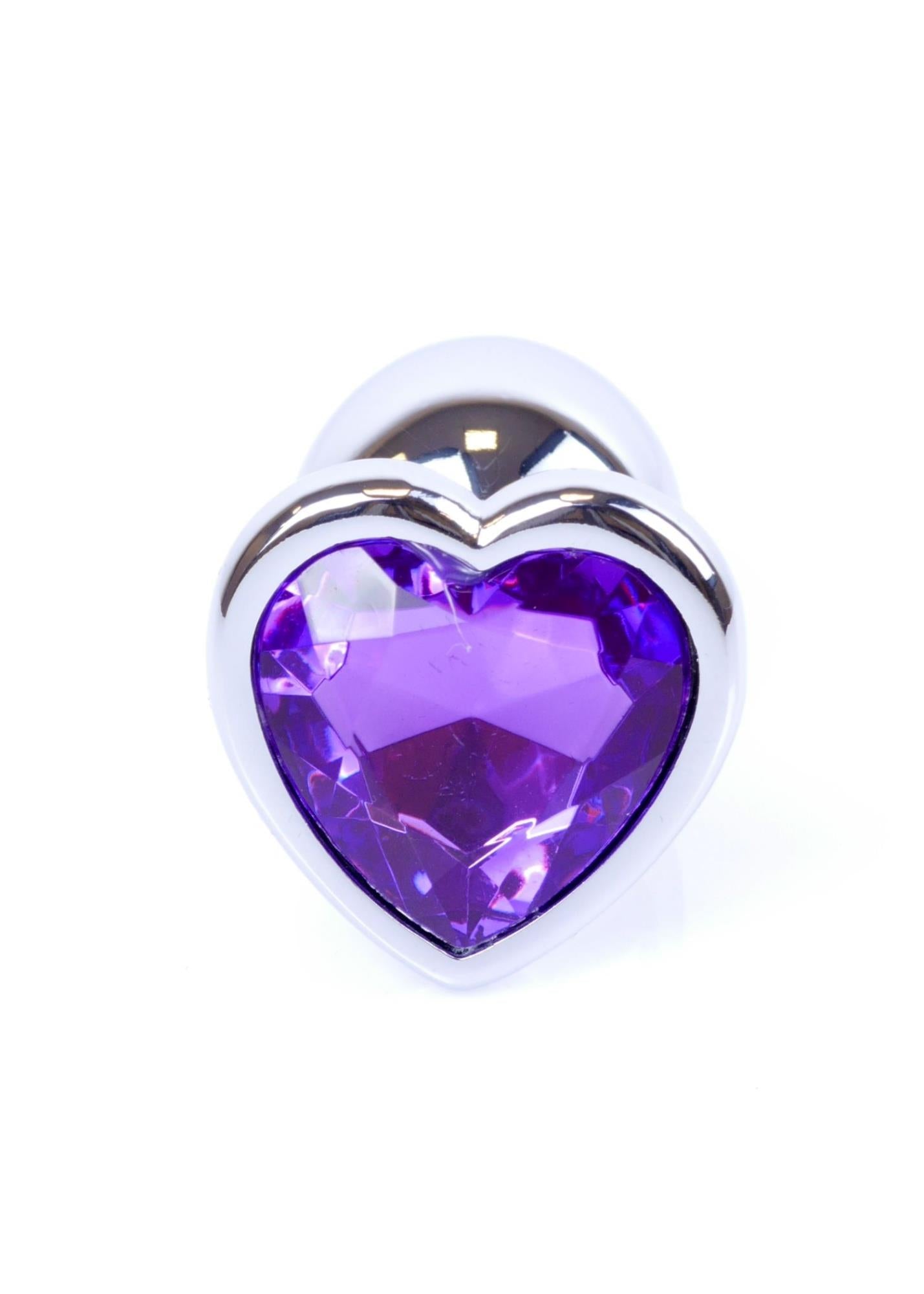 Bijuterii anale inimă argintie violet 7 cm HeavyFun