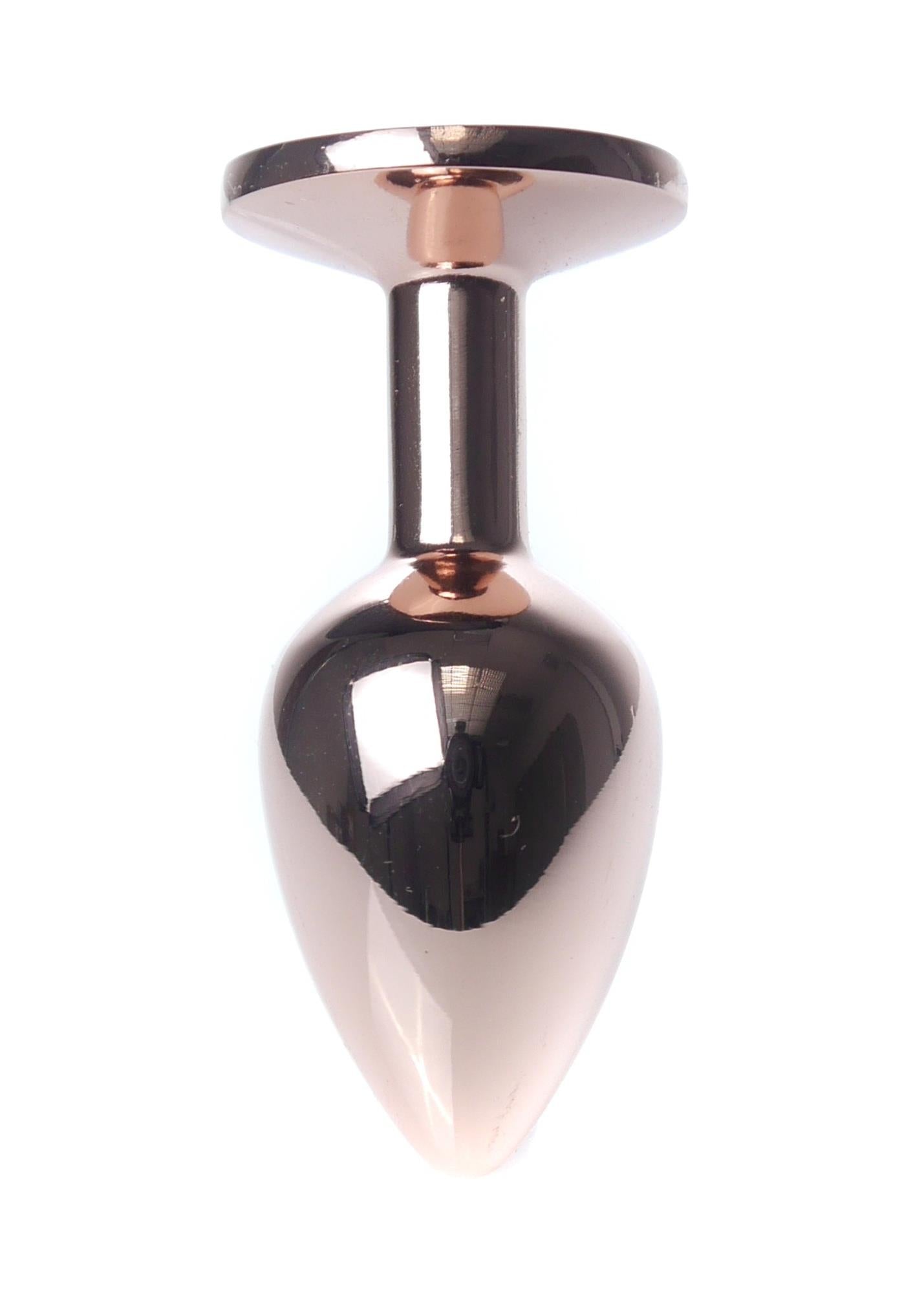 Plug anal bijuterie din oțel Roșu Auriu Trandafir HeavyFun 7 cm
