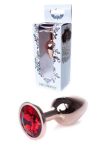 Plug anal din oțel cu diamant roșu auriu 7 cm HeavyFun
