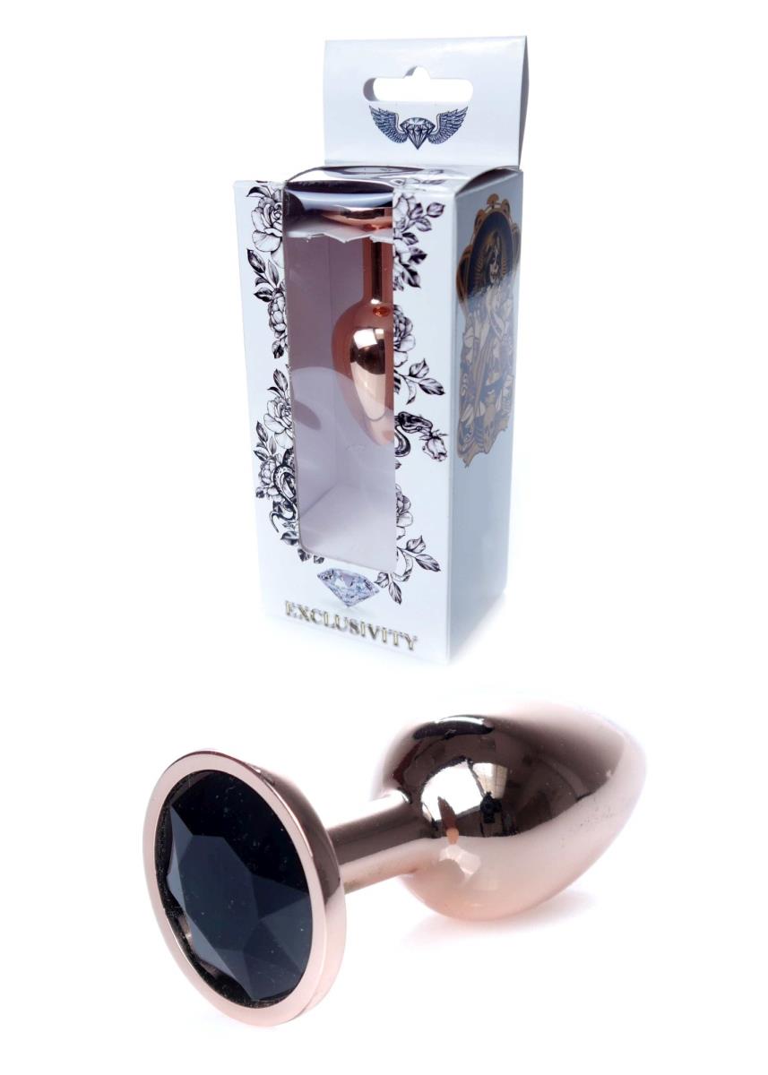 Bijuterii anale HeavyFun din oțel roșu auriu cu diamant 7 cm
