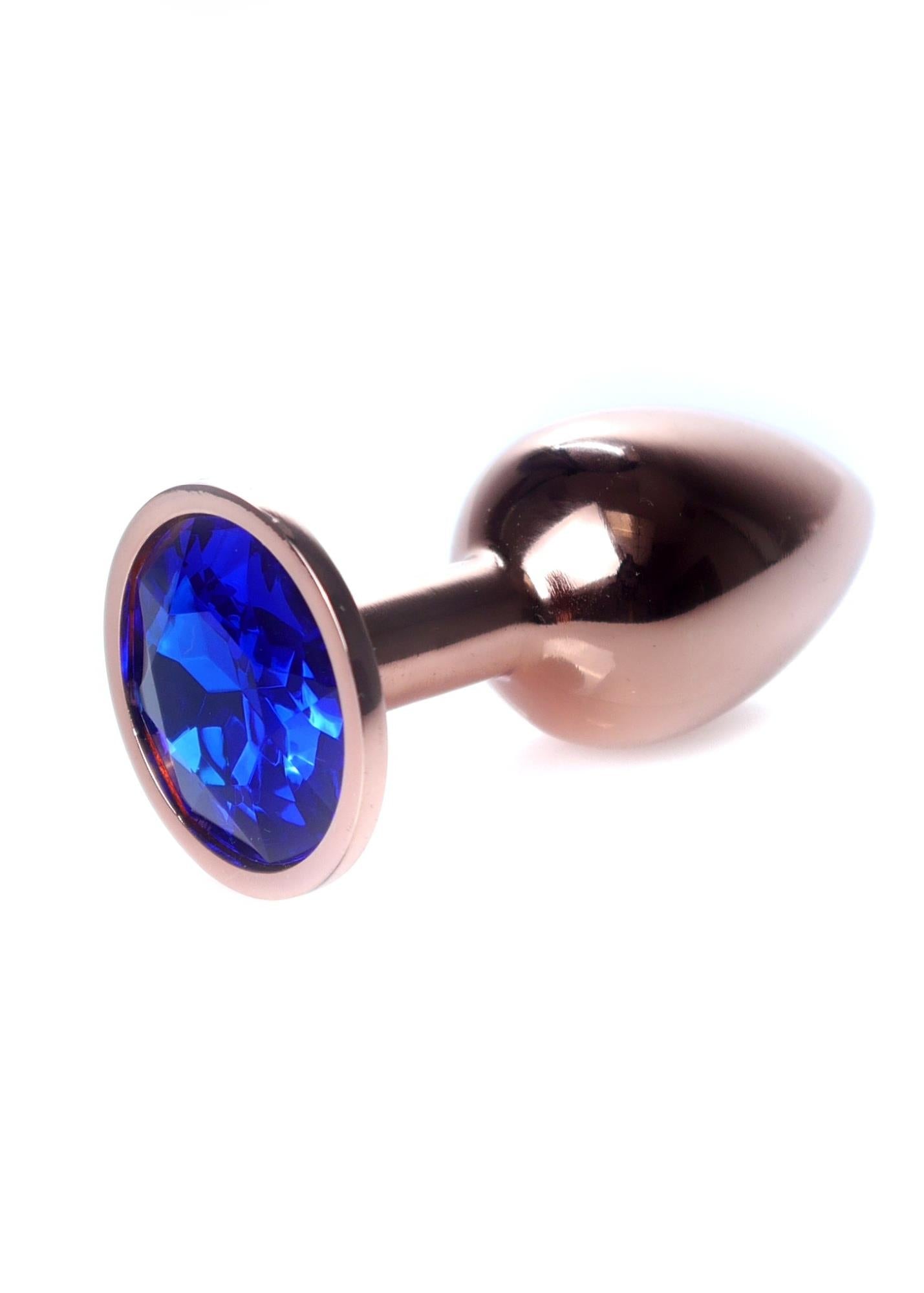 Dop anal HeavyFun din oțel cu diamant, albastru închis, 7 cm