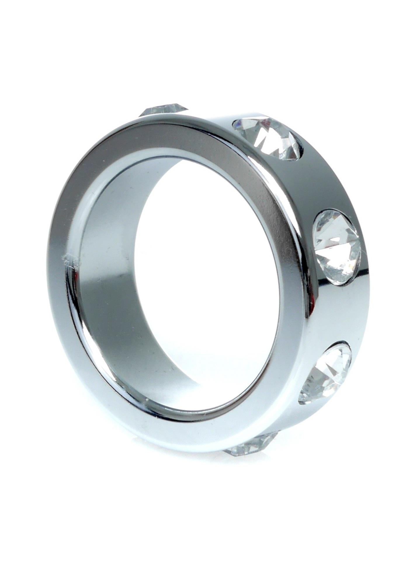 Inel pentru penis HeavyFun din oțel cu diamante cristaline 3,5 cm