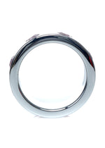 Inel mare pentru penis HeavyFun din metal cu diamante roz