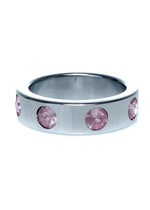 Inel mare pentru penis HeavyFun din metal cu diamante roz