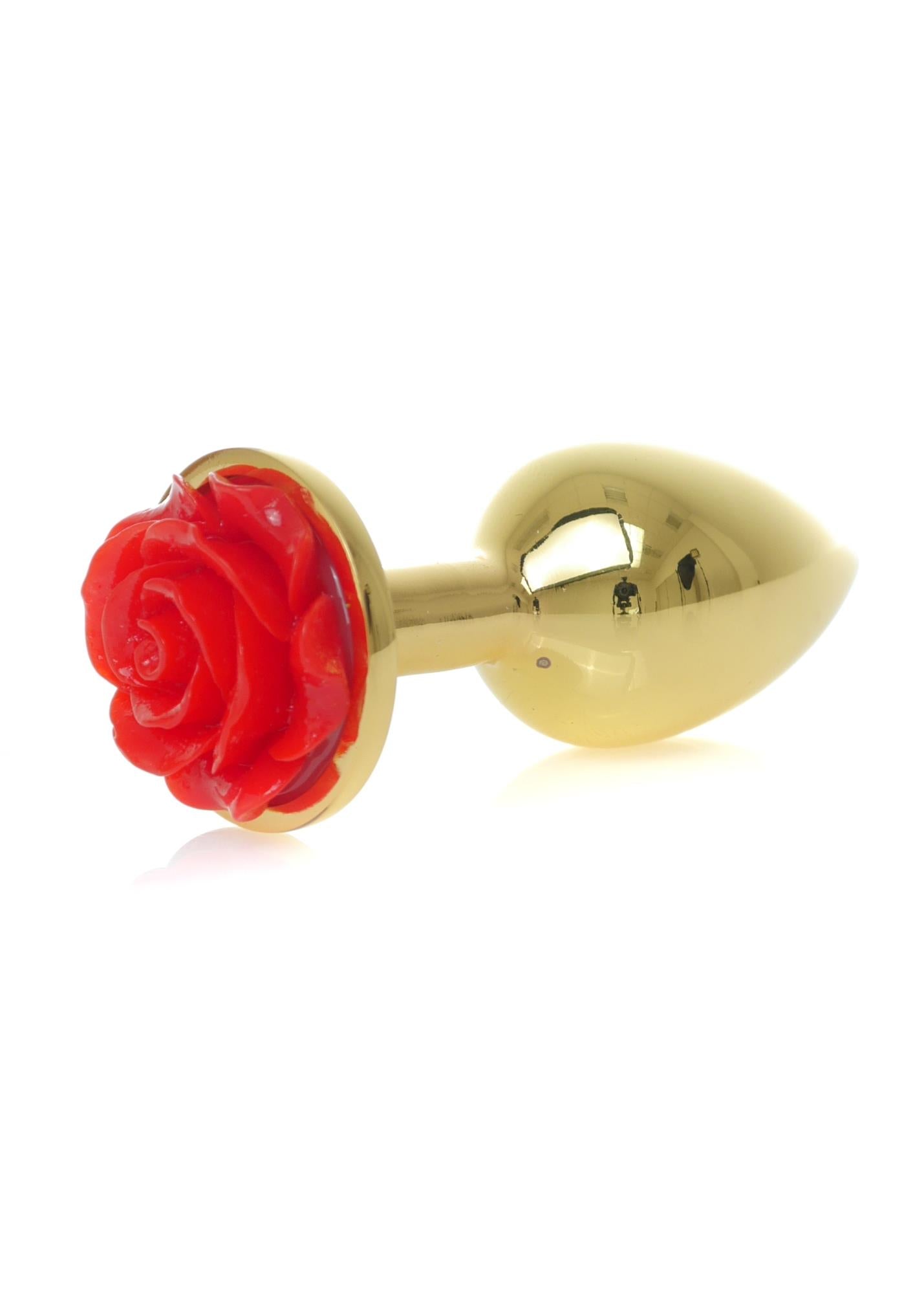 Dop anal din oțel inoxidabil cu trandafir roșu 7 cm
