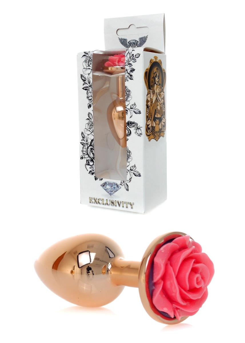 Dop anal din oțel inoxidabil HeavyFun Rose, roz, 7 cm