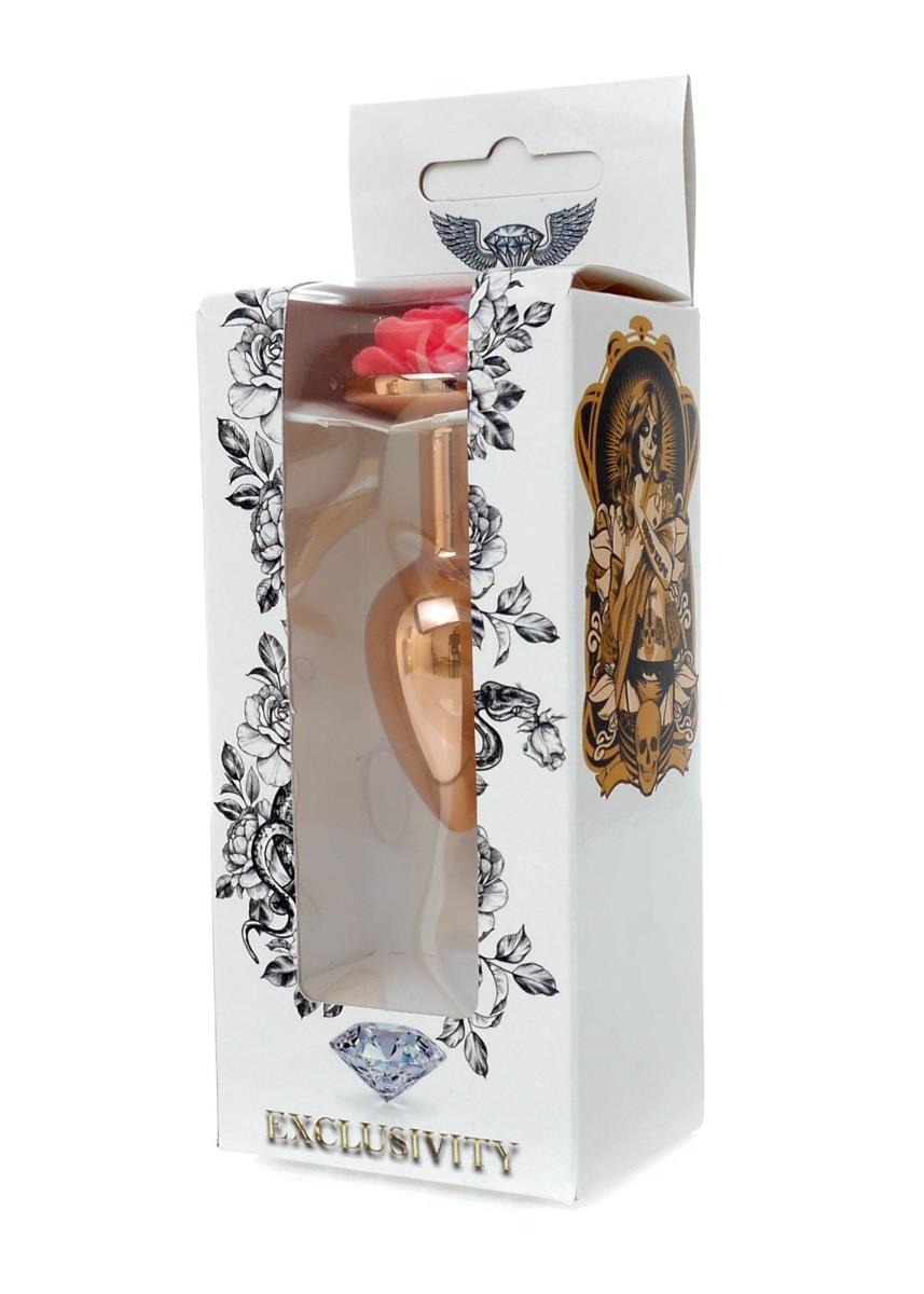 Dop anal din oțel inoxidabil HeavyFun Rose, roz, 7 cm