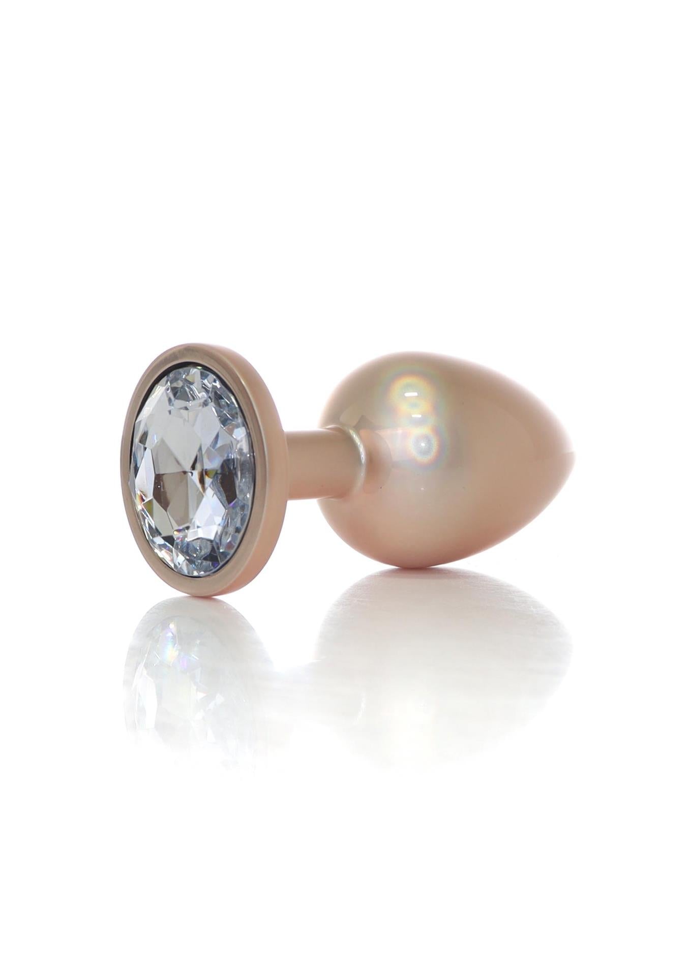 Dop anal HeavyFun din oțel inoxidabil auriu cu diamant 9 cm