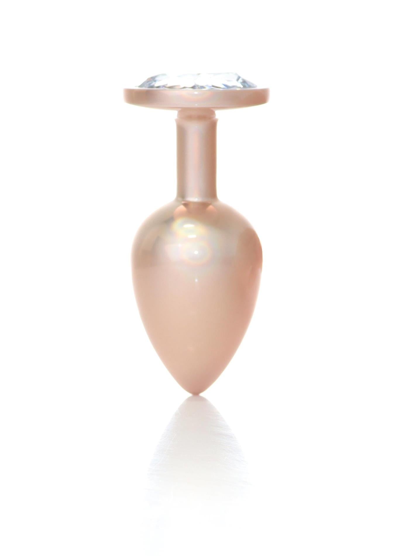 Dop anal HeavyFun din oțel inoxidabil auriu cu diamant 9 cm