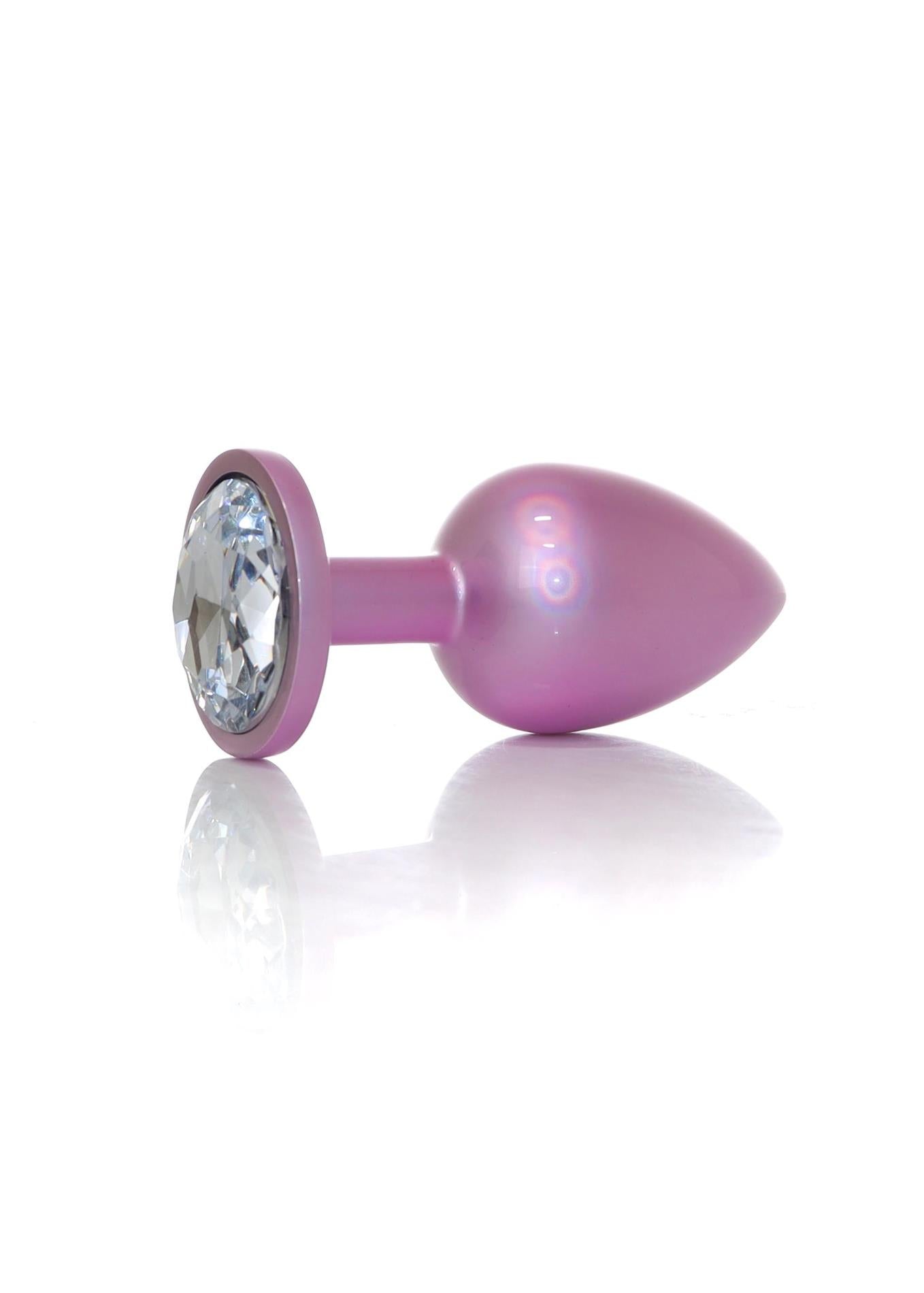 Dop anal din oțel cu diamant roz HeavyFun 9 cm