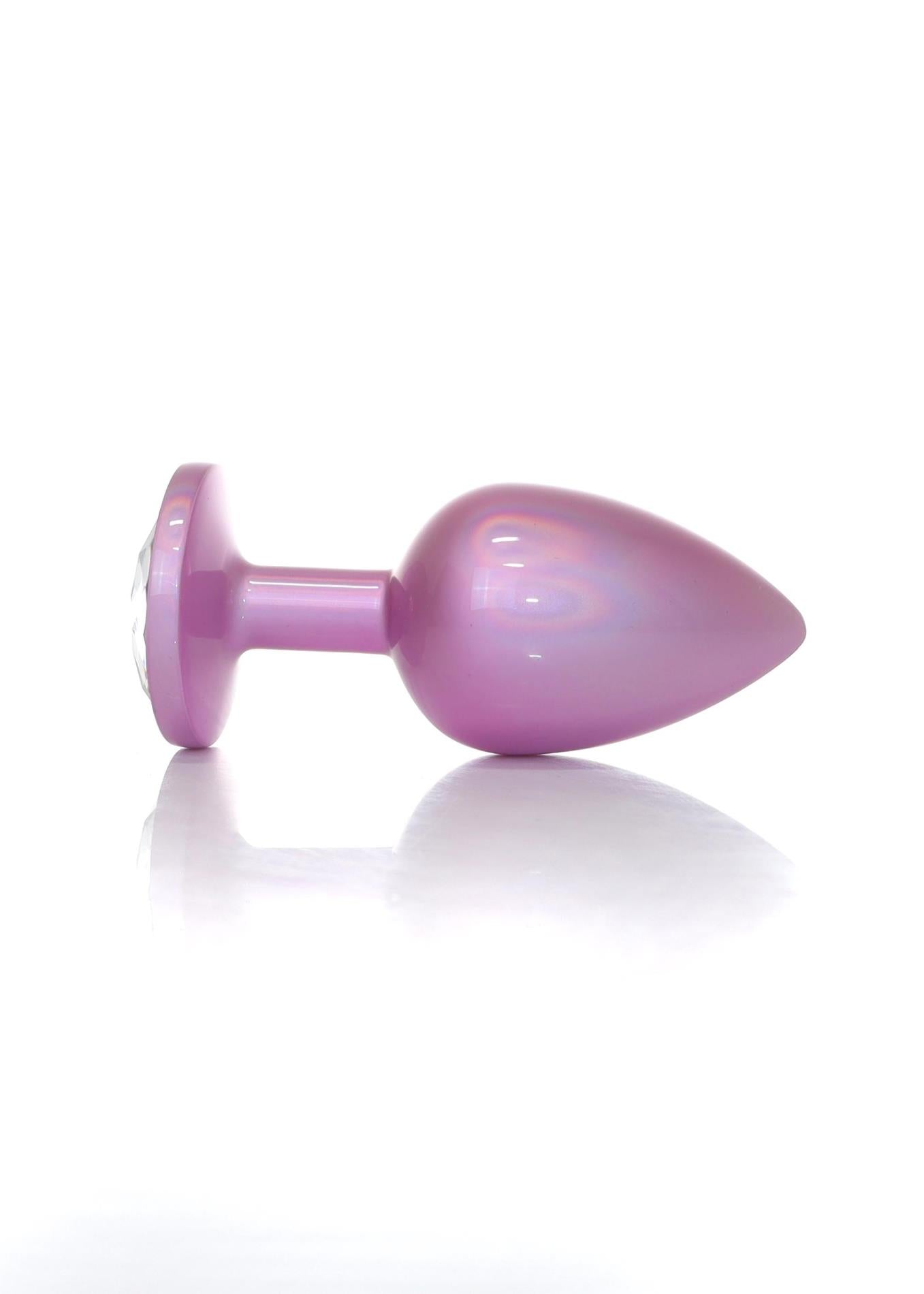 Dop anal din oțel cu diamant roz HeavyFun 9 cm