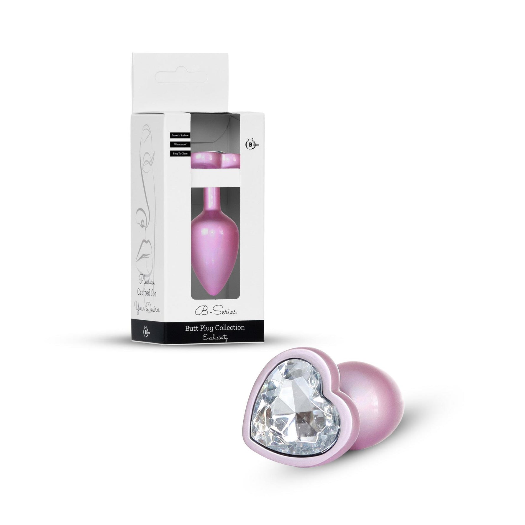Plug anal HeavyFun roz cu diamant 7 cm