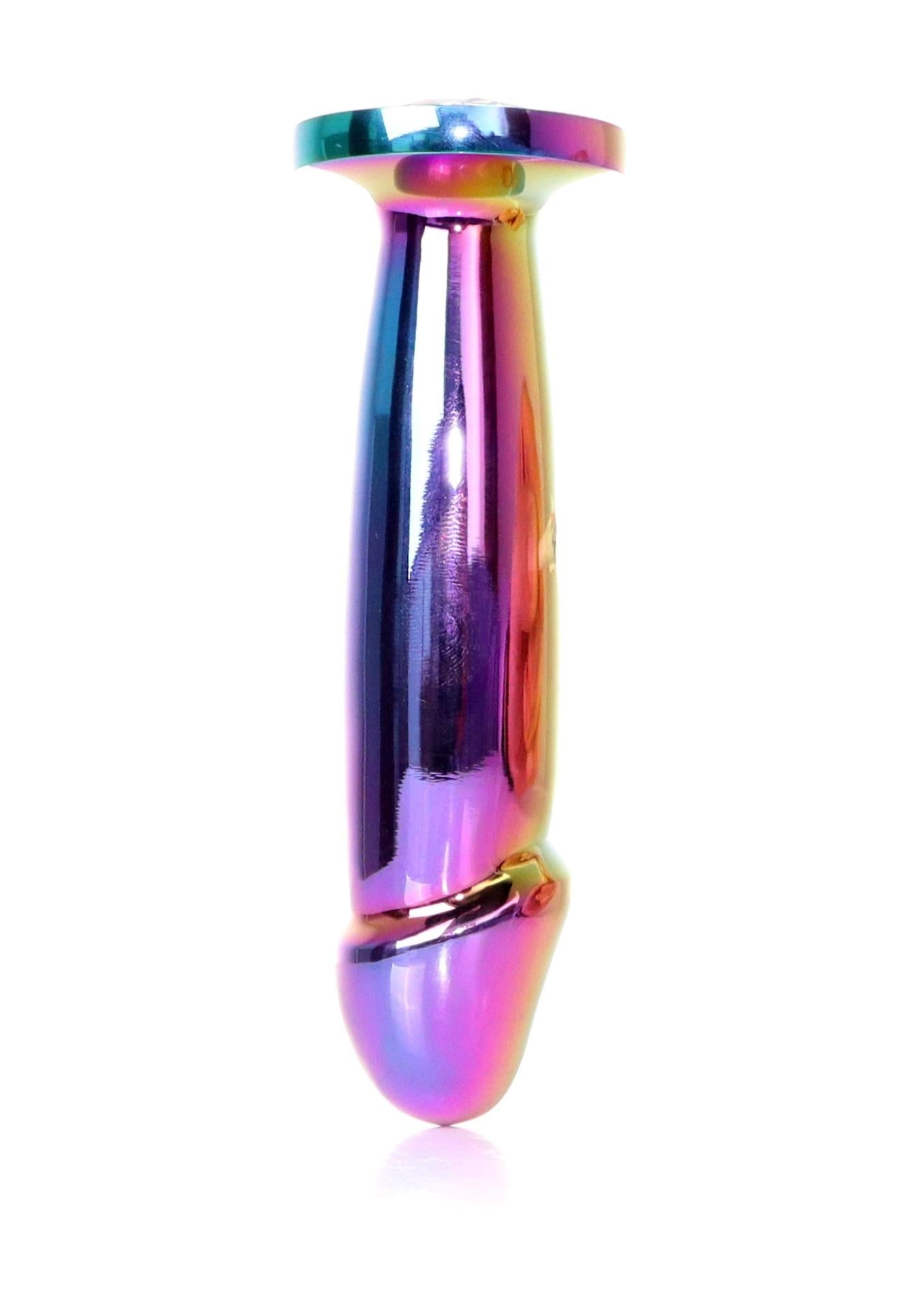 Plug anal din oțel pentru penis cu diamant HeavyFun 12 cm
