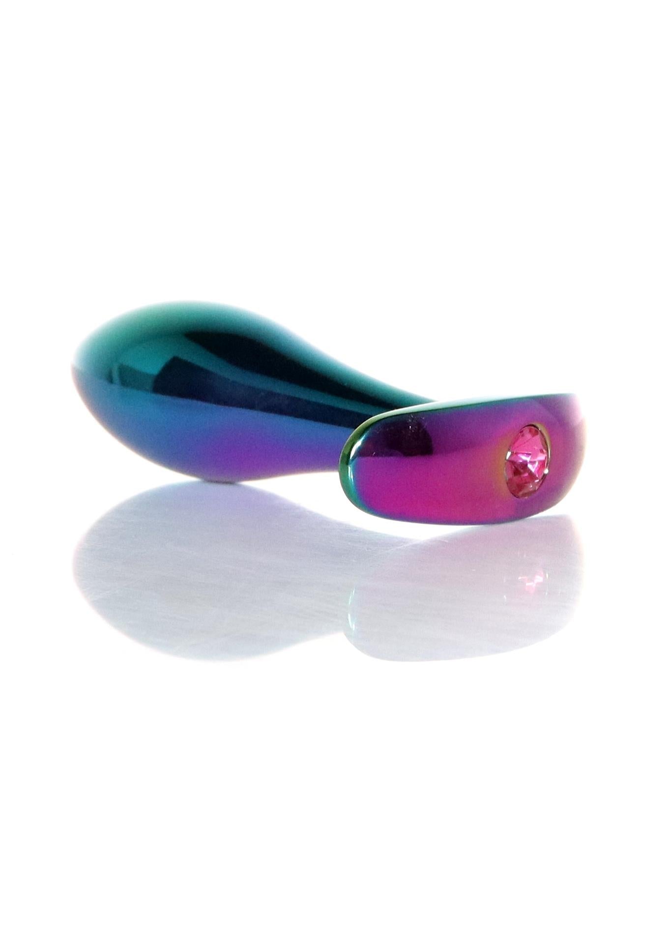 Plug anal din oțel cu diamant roz M HeavyFun 9 cm
