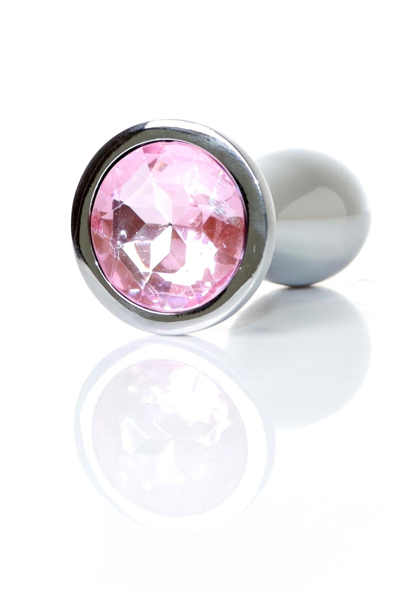 Dop anal HeavyFun din oțel inoxidabil argintiu cu diamant 9 cm